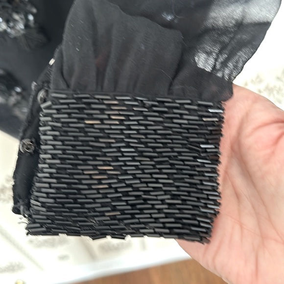 Vintage Bonnie Boerer S 80’s Black Appliqué 3D Sequins Bugle Beaded Sweater - Picture 7 of 16